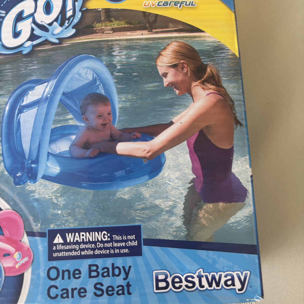 Bestway H2OGO UV Baby Care Seat Float With Sun Shade Ages 1-2 Blue
